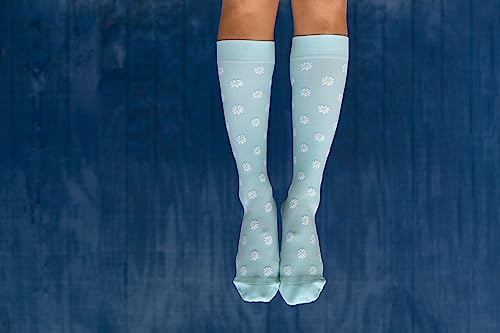 Living Royal Compression Socks - Graduated Compression 15-20mmHg, Padded Cushion Bottom Fun Socks, Moisture-Wicking - color: Daisy