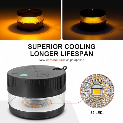 NeaLia Magnetic Wireless Beacon Light, USB-C Strobe Light, Amber - color: Amber