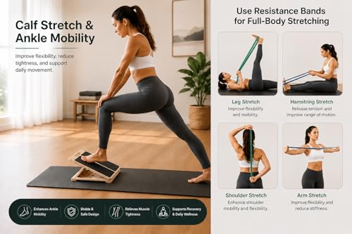 Slant Board for Exercise, 5-Position Adjustable Wooden