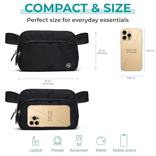 Pander Nylon Crossbody Belt Bag with Excess Strap Keepers, 6-Pocket Adjustable Sling Fanny Pack for Travel and Everyday Carry, White - color: White