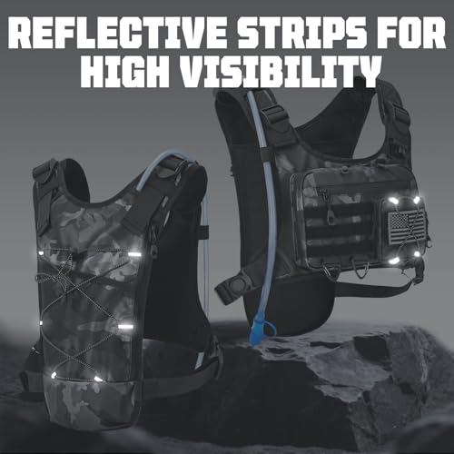 Hydration Vest with 2L Water Bladder for Men and Women,Lightweight Adjustable Hydration Backpack,Hiking Backpack with Water Bladder for Climbing Cycling Hiking - color: Camo 2