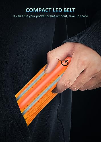 Ylzzrs LED Reflective Belt Sash Walking Gear,Safety Lights for Walkers at Night,High Visibility Safety Rechargeable Reflective Running Gear for Men Women Kids Night Dog Walking Gear - color: Orange
