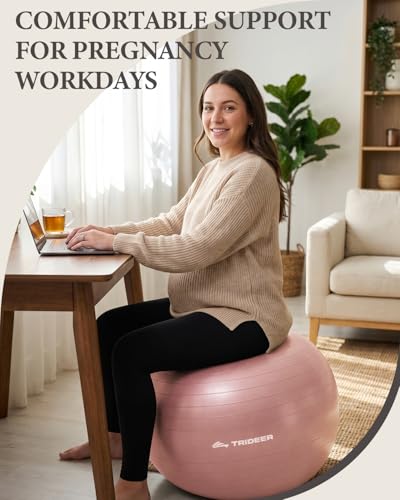 Trideer Yoga Ball for Exercise, Pregnancy, Active Sitting, 55/65/75cm - color: Blush Dawn Pink, size: XL(27-30ines/68-75cm)