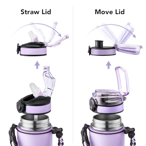 GOSWAG 24oz Insulated Stainless Steel Travel Water Bottle, 2 Lids - color: Matte Lilac