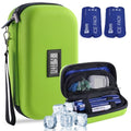 Insulin Cooler Travel Case TSA Approved Refrigerated Medicine Cooler for Travel w/Thermometer Temperature Diabetic Travel Case w/2 Reusable Ice Packs for Daily Life Trip - color: Green