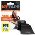 KT Tape, Original Cotton, Elastic Kinesiology Tape, Everyday Muscle and Joint Support, Daily Pain Relief, 20 Count, 10” Precut Strips, Black - color: Black