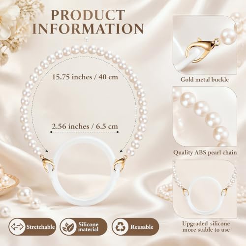 Silifine Silicone Water Bottle Holder Sling with Pearl Strap, White - color: White