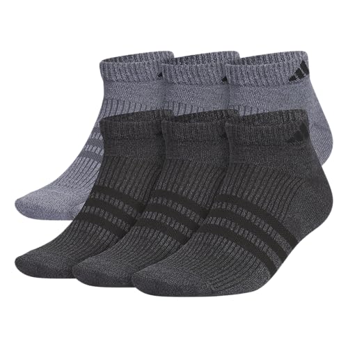 adidas Men's Superlite Low Cut Ankle Socks 6 Pairs - color: Onix Grey/Black/3, size: Large
