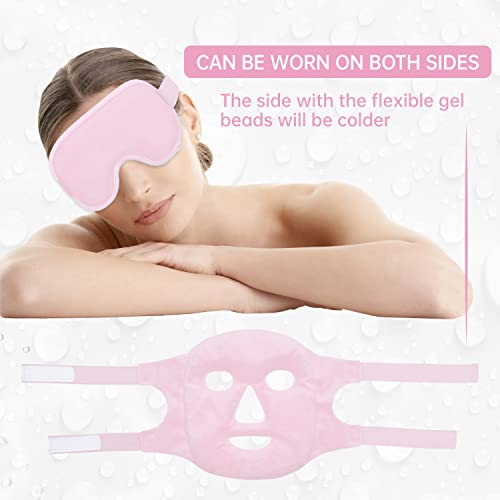 ZNÖCUETÖD Cooling Mask Ice Pack for Face Eye, Hot Cold Compress for Face - color: Pink-#2