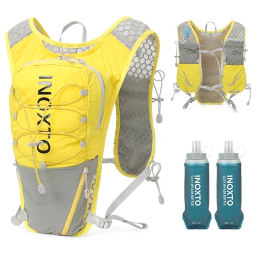 IX INOXTO Running Hydration Vest for Women Men with 500ML Soft Flask - color: yellow with 500ml