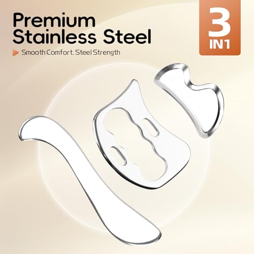 Medical Stainless Steel Gua Sha Muscle Scraper Tool-3 in 1 - style: 3‑PIECE SET
