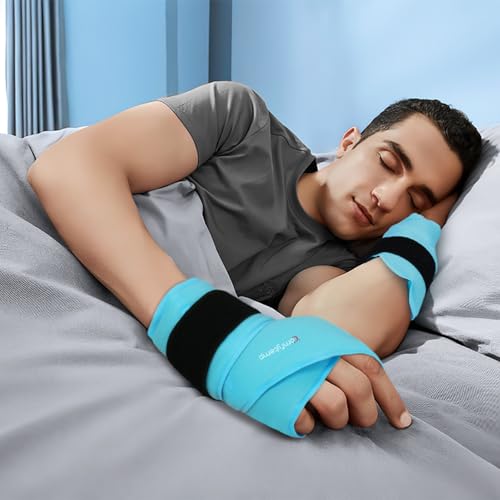Comfytemp 24.5" Extra Long Wrist Ice Pack Wrap for Carpal Tunnel Relief, 2Packs - color: Bright Blue, size: 24.5"x4"