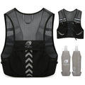 Hydration Running Vest with 2pcs 500ml/17oz Water Bottles, M/L - color: Black, size: M: 27.6" - 43.3"