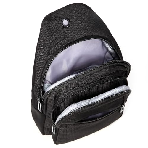 AOSTIHOT Crossbody Sling Bag Small Sling Backpack for Women, Chest Daypack Crossbody Shoulder for Travel Sport Running Hiking - color: G Black
