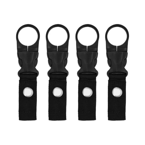 pson 4Pcs 1.37 Inch Portable Water Bottle Clip Holder, Hanging Bottle Buckle Keychain Ring for Outdoor Camping Hiking Travel(Black) - color: Black