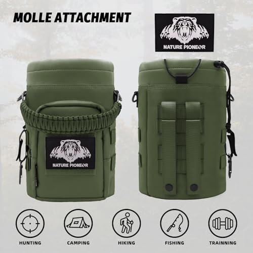 NATURE PIONEOR 32 64 128oz Tactical Water Bottle Pouch, MOLLE Bottle Holder - color: Green, size: 128OZ/YT Half Gallon