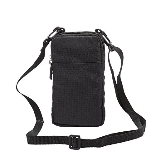 Cellphone Belt Clip Holster Men, Nylon Crossbody Cell Phone Purse, 6.9" Cellphone Belt Case Holder Mens Smartphone Belt Loop Pouch Zipper Pockets for iPhone 17 16 15 14 13 Pro Max Case 7 8 Plus, Black - color: Black 6.9 Inch (10*18*3.5 CM)