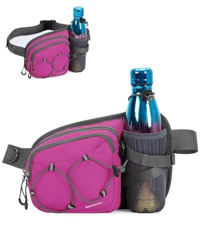 sportsnew Waist Pack with Water Bottle Holder, Fanny Pack for Men Women - color: Deep Pink