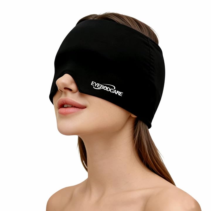 Migraine Relief Cap, Reusable Cold Compress Headband,1pcs - color: Black