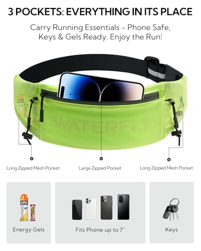 WATERFLY Running Belt Fanny Pack, Runner Race Belt with Bib Clip Yellow - color: Yellow