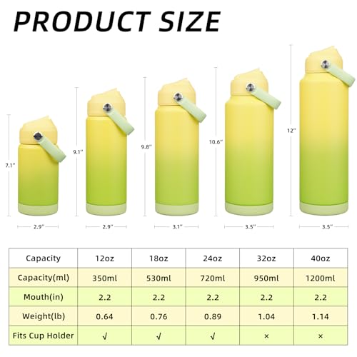 BJPKPK 24oz Insulated Water Bottle, Stainless Steel Bottle with Straw Lid - color: Fresh Green, size: 24 Ounces