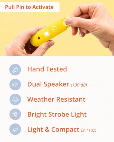 Vantamo Personal Alarm for Self Defense with Low Battery Notice, Strobe Light & Extra Loud 130 dB Double Speakers Safety Keychain Set for Women, Rechargeable Panic Button for Womens Self Defense - color: Citrine