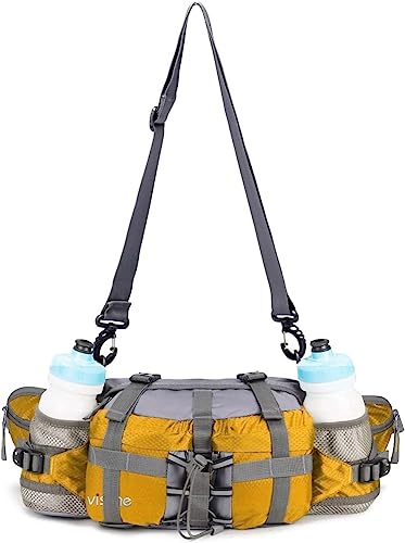 Outdoor Fanny Pack Hydration Waist Pack 2 Water Bottle Holder Men Women - color: Yellow