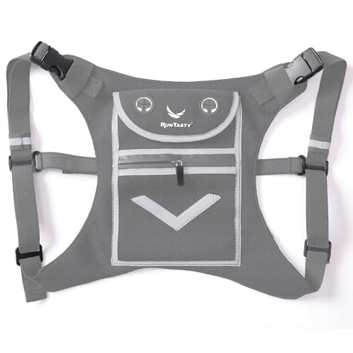 Runtasty Running Mini Backpack Vest for Men & Women, Reflective Phone Holder, Fits Any Phone & iPad Mini, Lightweight Gear - color: Light Gray