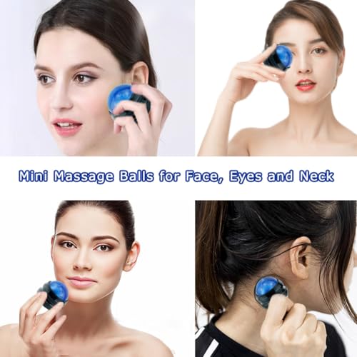 Massage Roller Ball Set Cold & Heat Therapy Tissue Relief Muscle Recovery - color: Blue Set
