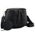 Montana West Crossbody Bag for Women, Vegan Leather Bum Bag with Coin Purse - color: Black