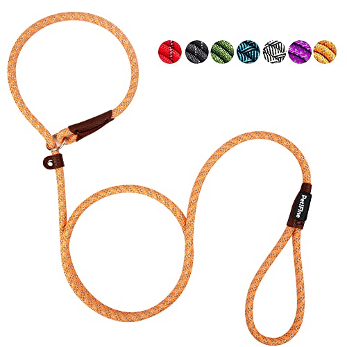 PetiFine Slip Lead Dog Leash Reflective, 6FT x 3/8" Heavy Duty Slip Leash - color: Orange, size: 3/8" x 6 FT
