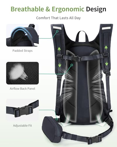 ECOHUB 20L Lightweight Hydration Backpack with 2L Water Bladder&Waist Pack