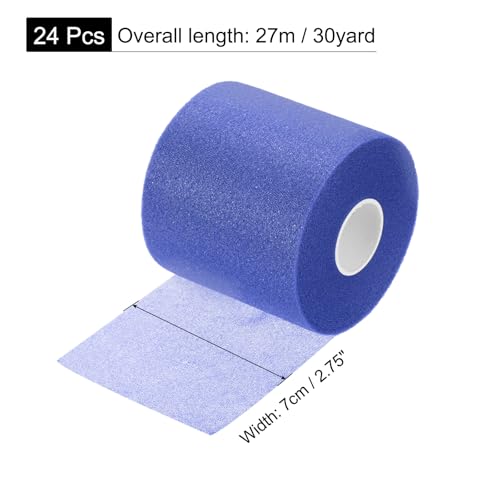 MECCANIXITY 24 Rolls Pre Wrap Athletic Tape 30 Yard x 2.8" Foam Under Wrap Tape Sports Prewrap Headband for Hair Ankles Wrists Hands Knees - color: Navy Blue