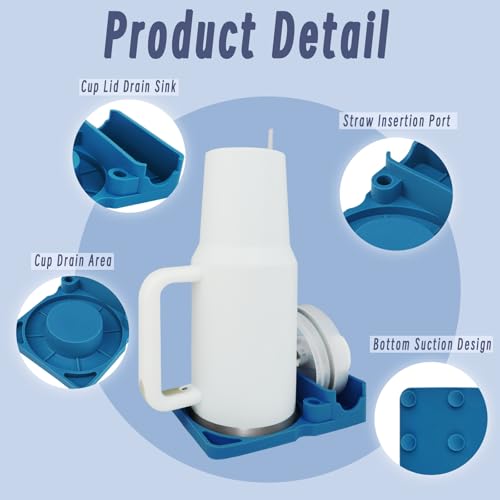 Bottle Drying Rack for Stanley Cup, Food Grade Silicone Holder Stand for Water Bottle, Tumblers, Cups, Mugs, Glasses(Blue)
