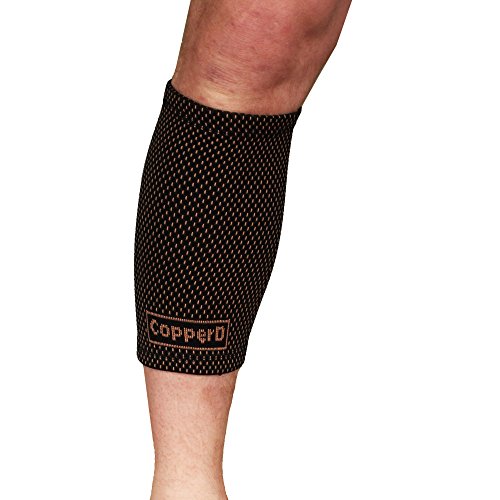 BambooMN Copper D Compression Calf Sleeve - color: Black Copper Dots 10 Pack, size: Small - Medium