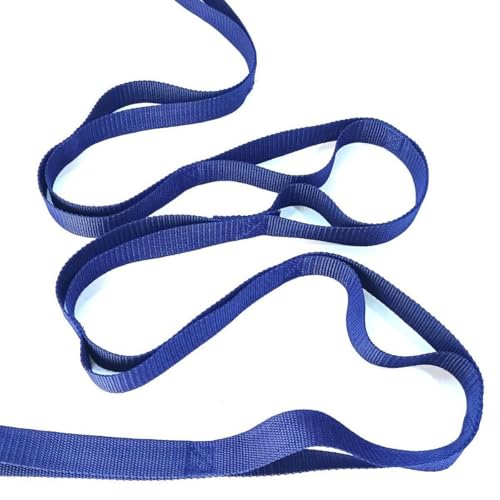 Stretching Strap Yoga Strap for Home Workout, Exercise, Pilates and Gymnastics, 10 Loops Non-Elastic Stretch Bands with Aesthetic Packaging for Women & Men - color: Blue