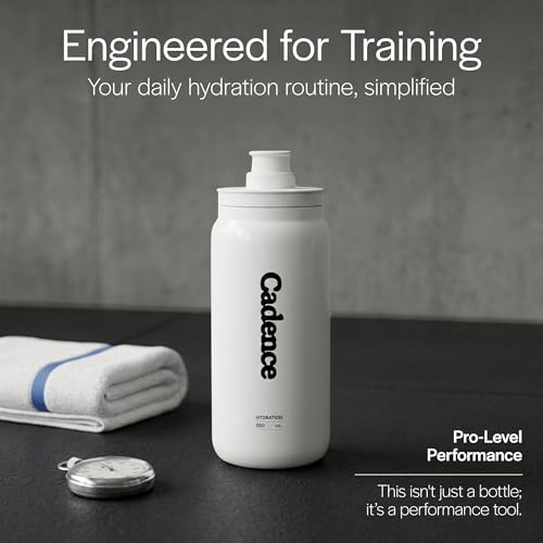 Cadence Core 550 Training Water Bottle – 550ml Lightweight Sports Bottle for Cycling & Running – BPA-Free, Leak-Proof Flip-Top Valve – Slim Profile Fits Standard Bike Cages & Hydration Vests - size: 18.6 Ounces