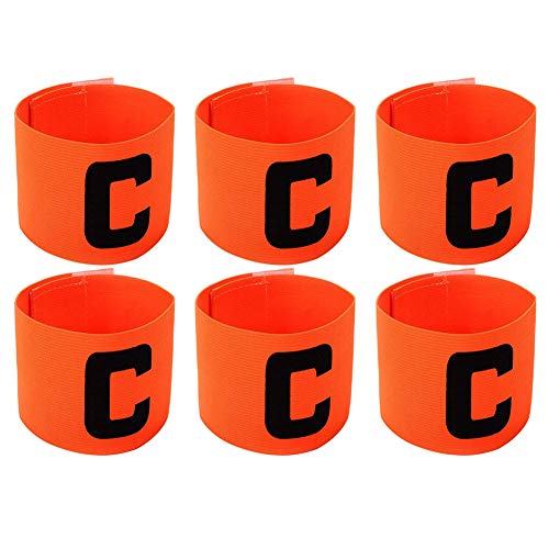 6 Pieces Elastic Soccer Captain Armband Adjustable Football Basketball Player Bands for Adult Youth - color: Orange