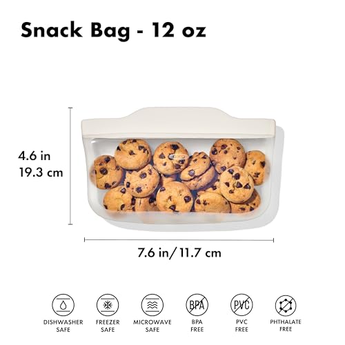 OXO Good Grips Silicone Reusable Bag - Snack Bag (12 oz), Oat - color: Oat, size: Snack (12 oz)