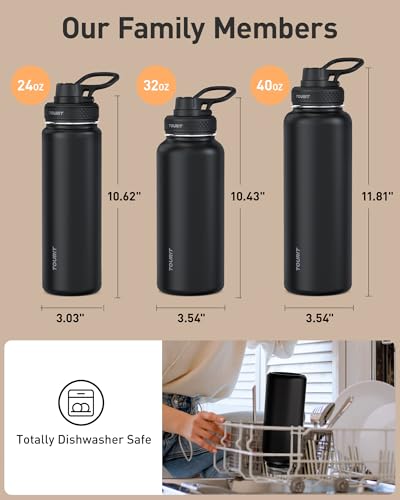 TOURIT 24 oz Stainless Steel Sports Water Bottle with Handle, Midnight Blue - color: Midnight Blue, size: 24 Ounces