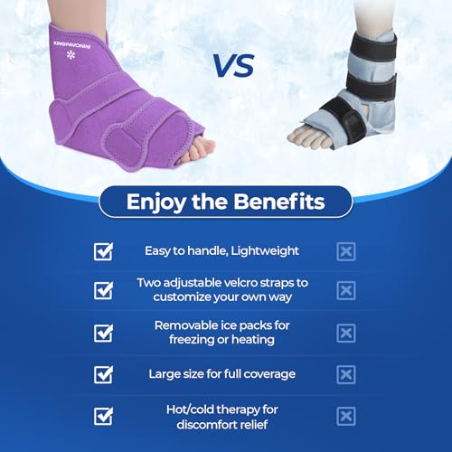 KingPavonini Ankle Foot Ice Pack, Standard Size, Purple, 1 Wrap+4 Gel Packs - size: Standard, style: Purple (1 Wrap+4 Gel Packs)