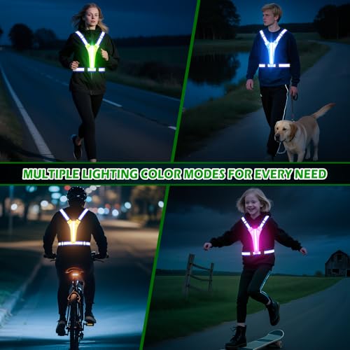 LED Reflective Running Vest, Light UP Reflective Vest, Safety Light Gear for Night Walking Cycling for Women Men Kid - color: Blue