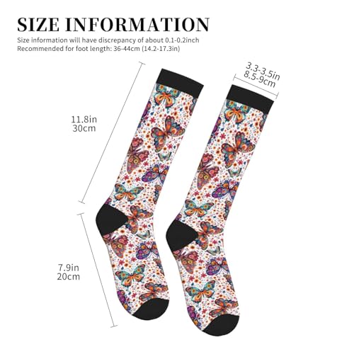 Compression Socks Knee High Circulation Support Socks For Women Men Athletic Running Hiking Cycling - color: Butterfly2