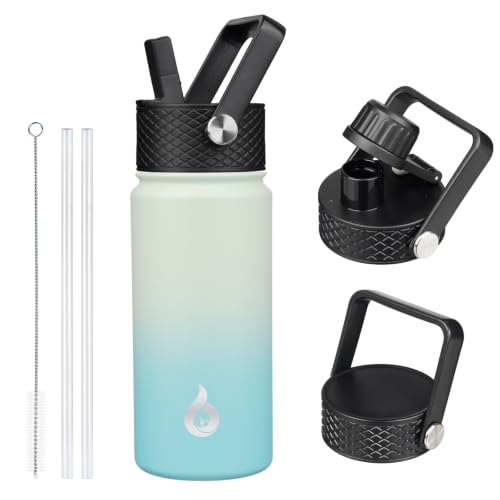 BJPKPK 18oz Insulated Water Bottle with Straw Lid, Stainless Steel Bottle - color: Mint, size: 18 Ounces