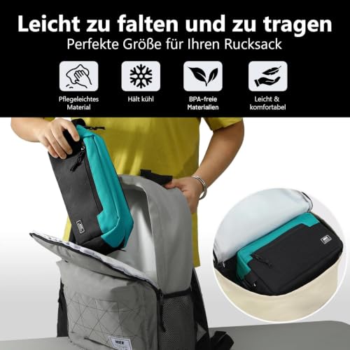 MIER Small Freezable Snack Bags Frozen Mini Cooler with 2 Gel Packs, Teal - color: Teal
