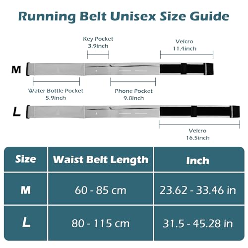 Slim Running Belt for Men and Women, Running Waist Pack - color: Grey-medium