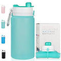 PLTCAT Collapsible Water Bottles, 19oz Foldable Silicone Travel Bottles - color: Green