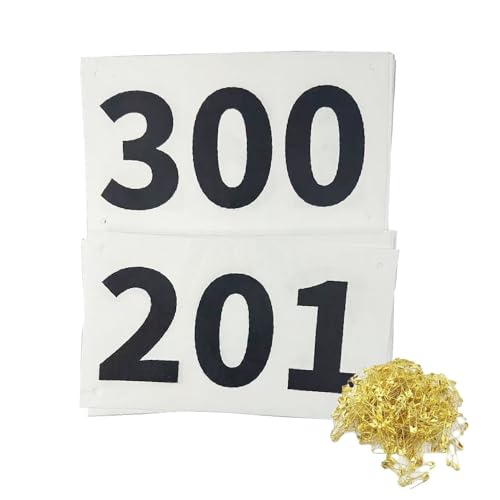 Running Race Bibs Large Numbers with Safety Pins for Marathon Race Events- Tyvek Tearproof Waterproof (201-300) - color: 201-300