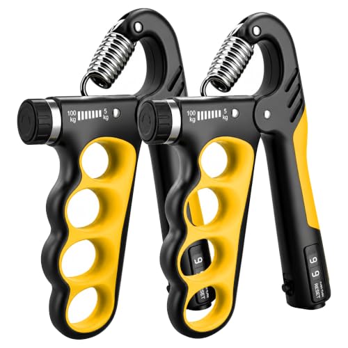 Senston Grip Strength Trainer 2 Pack, Adjustable 11-220lbs with Counter - color: Orange