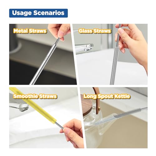 YOTIME Silicone Straw Cleaner Brush, 2Pcs Reusable Straw Brush, Gray - color: Gray